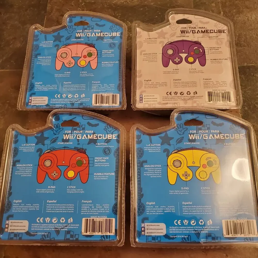 4 Gamecube Controllers - 4 Colors Bundle (NEW) Red Yellow Pink Purple - Nintendo